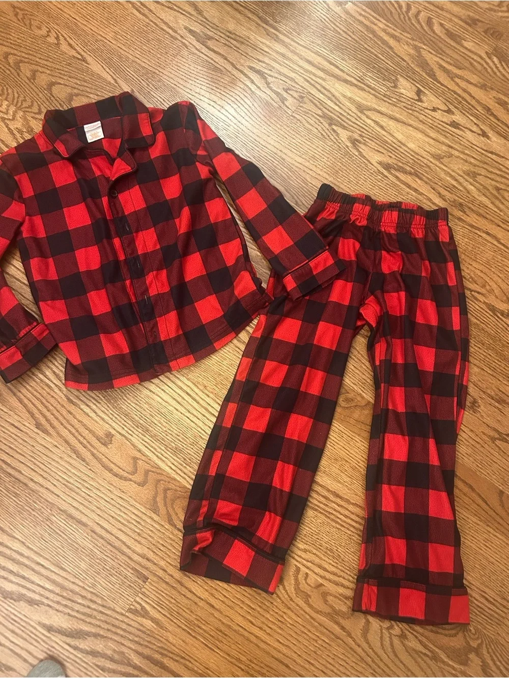 Boys Cat & Jack Red and Black Plaid Two-Piece Pajama Set